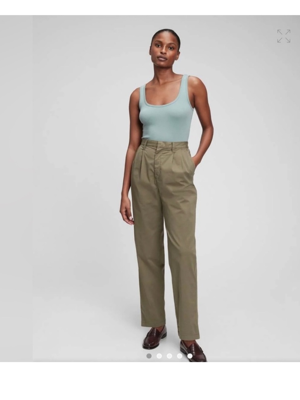 NWT GAP High Rise Pleated Tapered Khakis - Size 12 Tall Mesculen Green